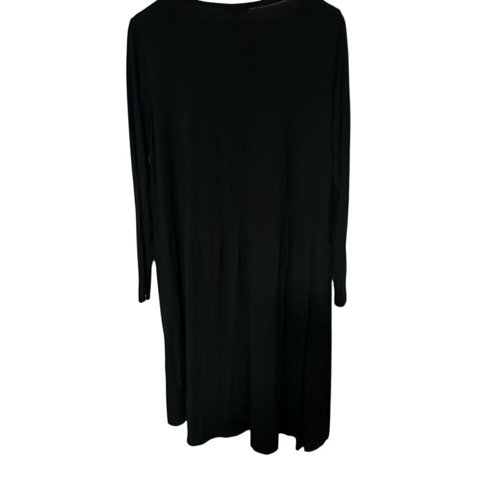 Eileen Fisher Viscose Jersey Stretch Pockets Long Sleeve Knee Dress XL Black - Picture 8 of 11